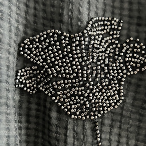 Zara ZW COLLECTION EMBROIDERED PAJAMA SHIRT in Gray - Picture 4 of 4